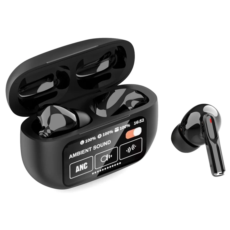 A9 Plus ANC ENC Noise Cancelling Bluetooth-Compatible Earphones Waterproof Wireless Headset - Black
