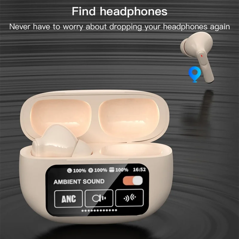A9 Plus ANC ENC Noise Cancelling Bluetooth-Compatible Earphones Waterproof Wireless Headset - Black