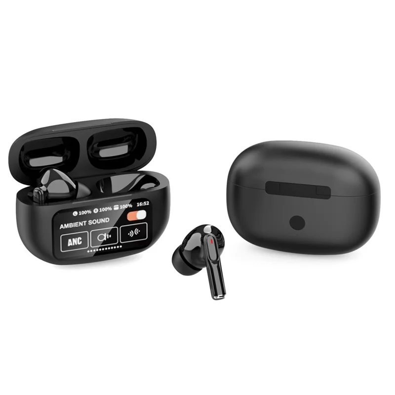 A9 Plus ANC ENC Noise Cancelling Bluetooth-Compatible Earphones Waterproof Wireless Headset - Black