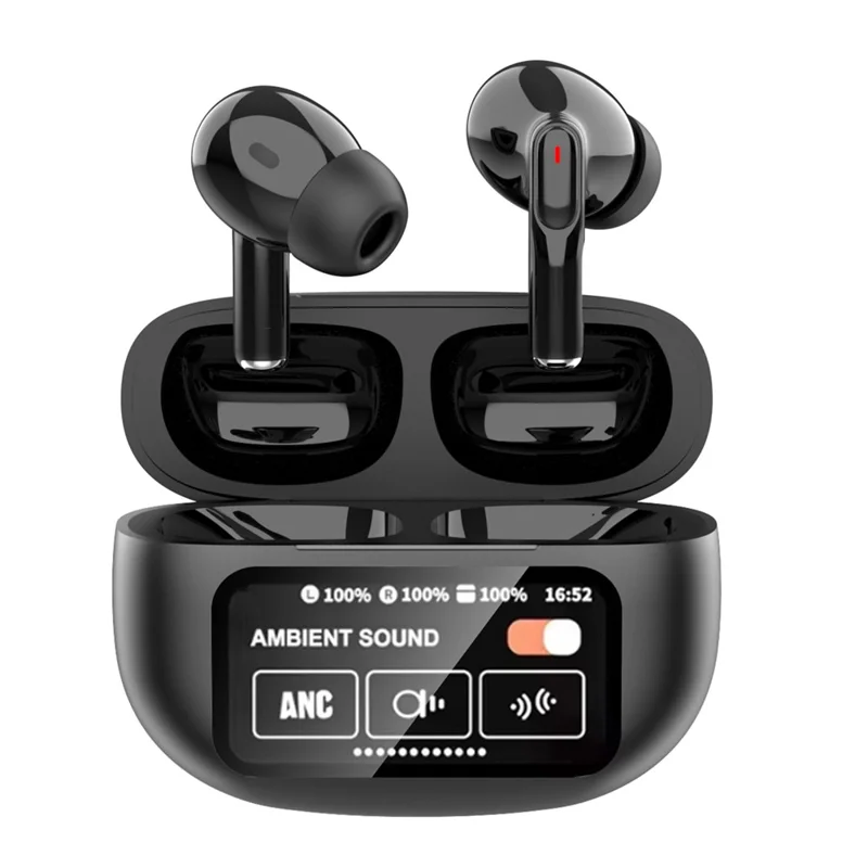 A9 Plus ANC ENC Noise Cancelling Bluetooth-Compatible Earphones Waterproof Wireless Headset - Black