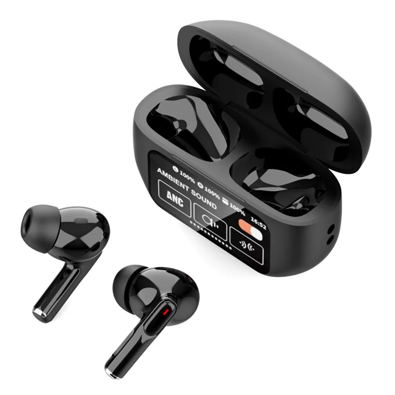 A9 Plus ANC ENC Noise Cancelling Bluetooth-Compatible Earphones Waterproof Wireless Headset - Black