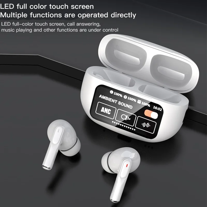 A9 Plus ANC ENC Noise Cancelling Bluetooth-Compatible Earphones Waterproof Wireless Headset - Black