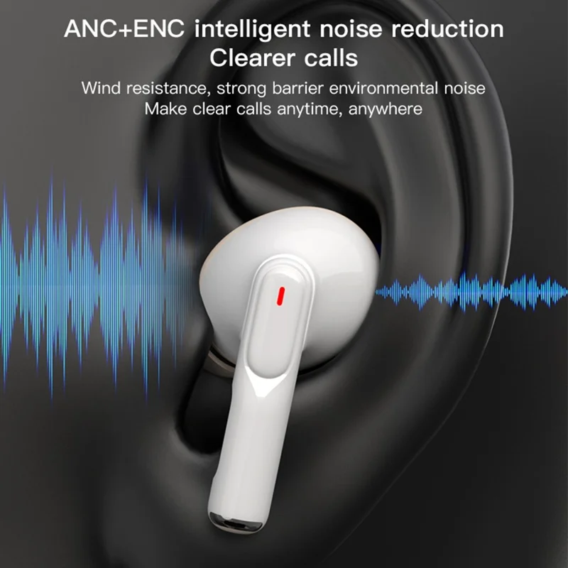 A9 Plus ANC ENC Noise Cancelling Bluetooth-Compatible Earphones Waterproof Wireless Headset - Black