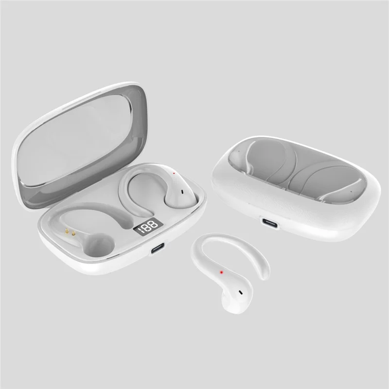 OWS-15 Bluetooth-Compatible Headset Noise Cancelling True Wireless Ear Clip Music Gaming Earphones - White