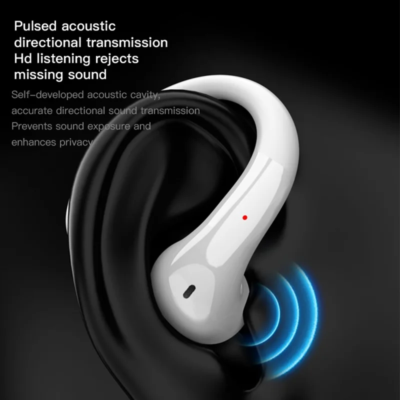 Fone de Ouvido OWS-15 Bluetooth com Cancelamento de Ruído, Sem Fio, Clipe de Orelha para Música e Jogos - Roxo