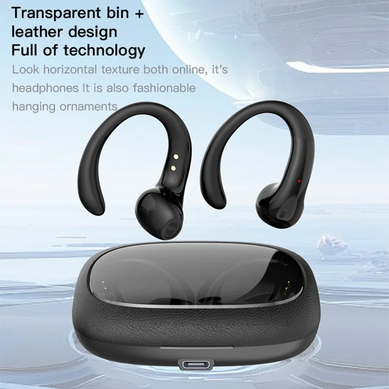 Fone de Ouvido OWS-15 Bluetooth com Cancelamento de Ruído, Sem Fio, Clipe de Orelha para Música e Jogos - Roxo