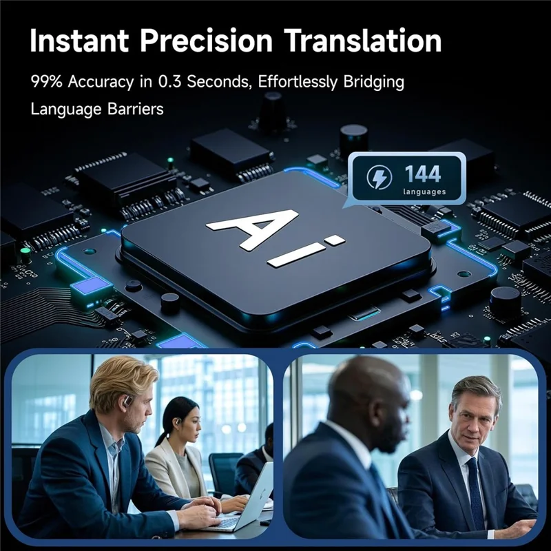 Q16 Auricolari con traduzione AI in 144 lingue OWS Open Ear con controllo touch Bluetooth - Nero