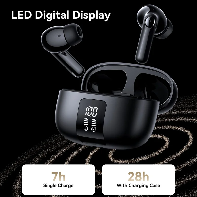 JOYROOM JR-FN3 Écouteurs sans fil Bluetooth Compatible ANC Réduction de Bruit Active Contrôle par Application Intelligente - Noir