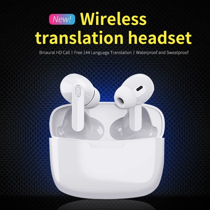 Y113 Smart Voice Translation Earbuds Multi Language Real Time Interpreter In Ear Bluetooth-Compatible Earphones - White
