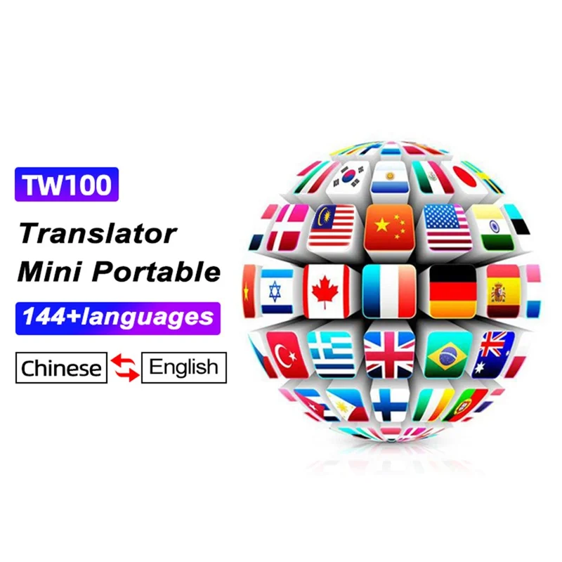 Auriculares Traductores TW100 con Intérprete de Voz en 144 Idiomas, Bluetooth, Traducción de Fotos por IA y Llamadas de Vídeo - Blanco
