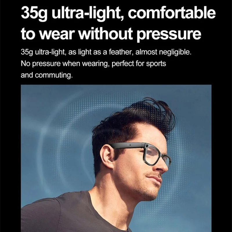W600 Multifunction AI Smart Glasses HD Video Recording Bluetooth-compatible Music Eyeglasses - Anti Blue Light