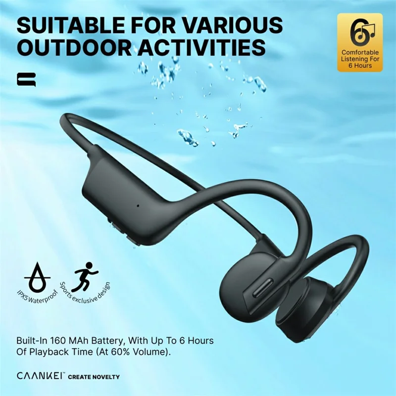 Auriculares KO8 de conducción ósea, inalámbricos para deportes, impermeables