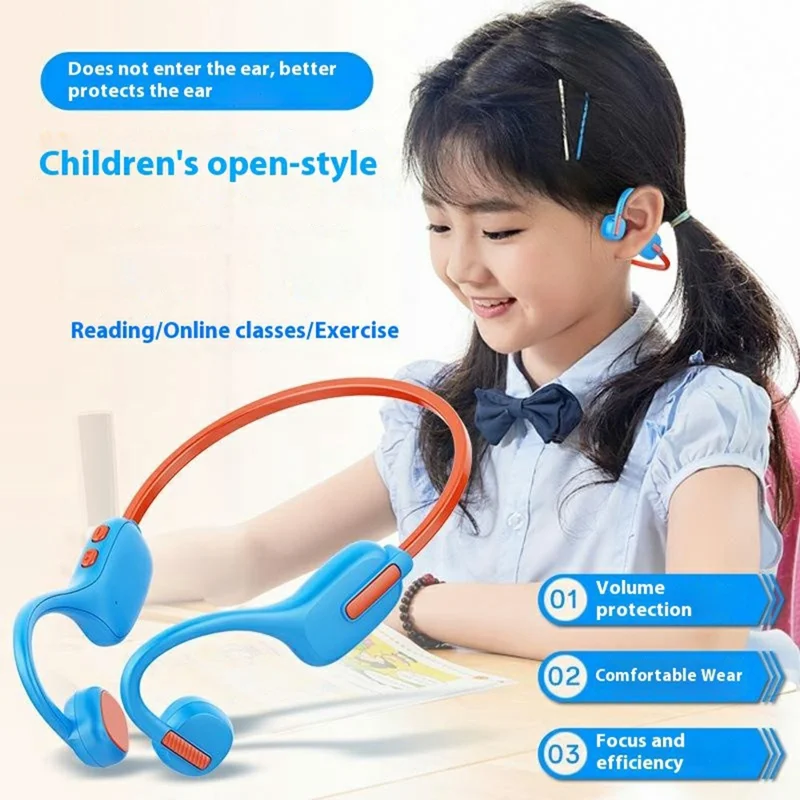 x12 Bone Conduction Wireless Earphones for Kids Waterproof Bluetooth-compatible Headphones Built In 8GB Memory - Blue