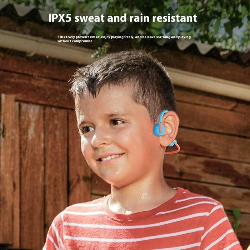x12 Bone Conduction Wireless Earphones for Kids Waterproof Bluetooth-compatible Headphones Built In 8GB Memory - Blue