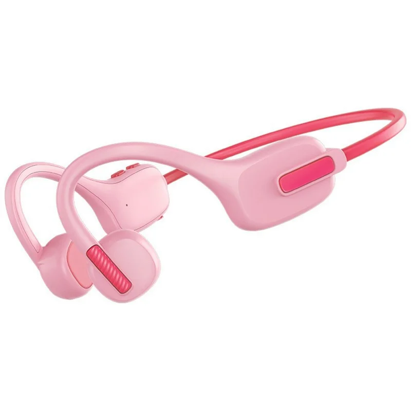 x12 Bone Conduction Wireless Earphones for Kids Waterproof Bluetooth-compatible Headphones Built In 8GB Memory - Pink