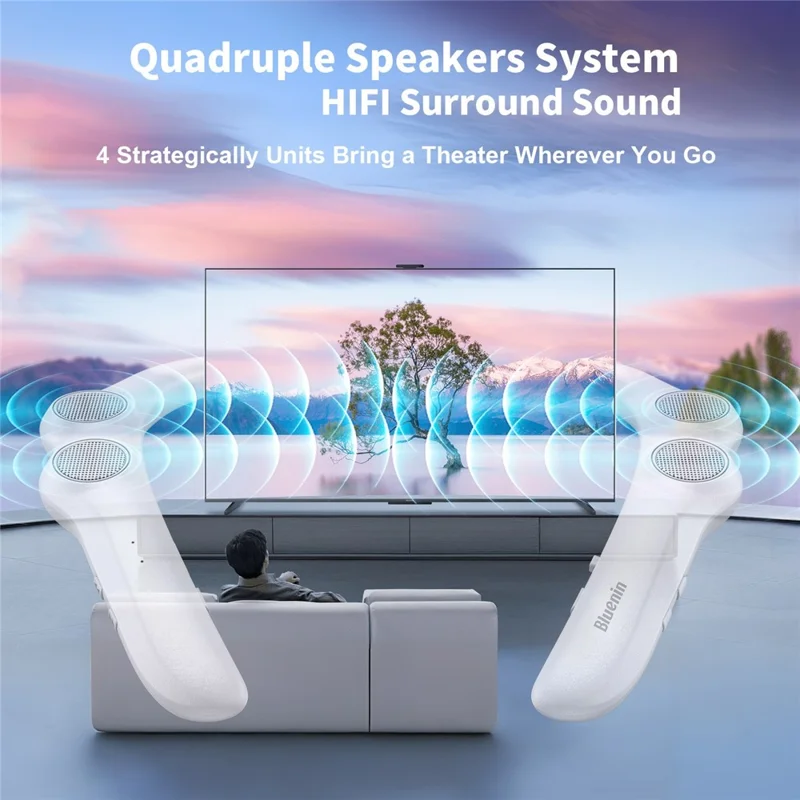 BLUENIN 929S Alto-falante Vestível Compatível com Bluetooth, Som Estéreo Envolvente, à Prova d'Água, Dispositivo de Áudio de Pescoço para Uso Externo - Branco