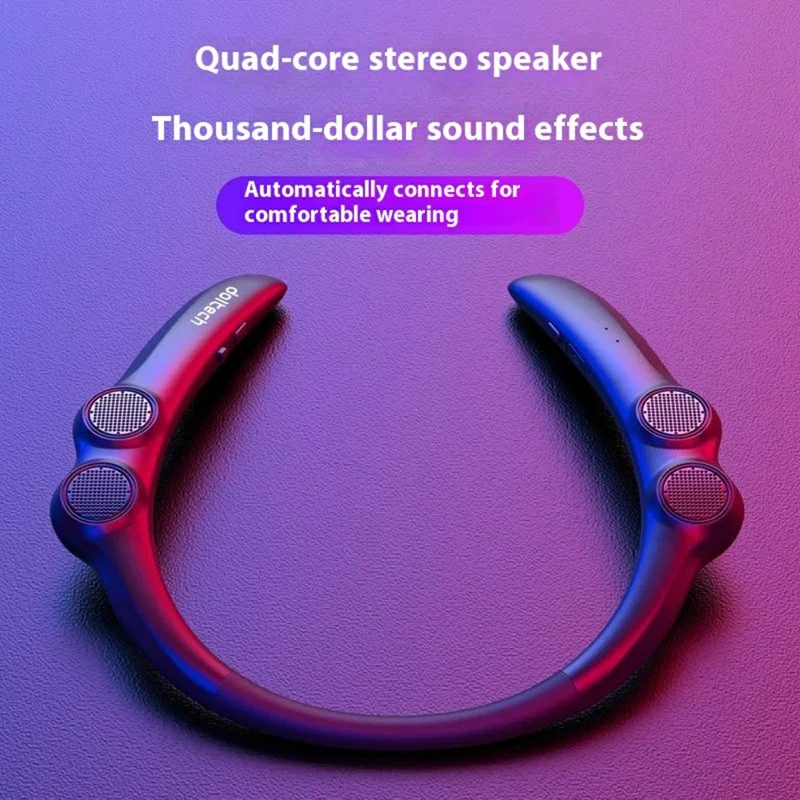BLUENIN 929S Altoparlante indossabile compatibile Bluetooth Suono stereo surround Impermeabile Audio da esterno con fascia per il collo - Nero