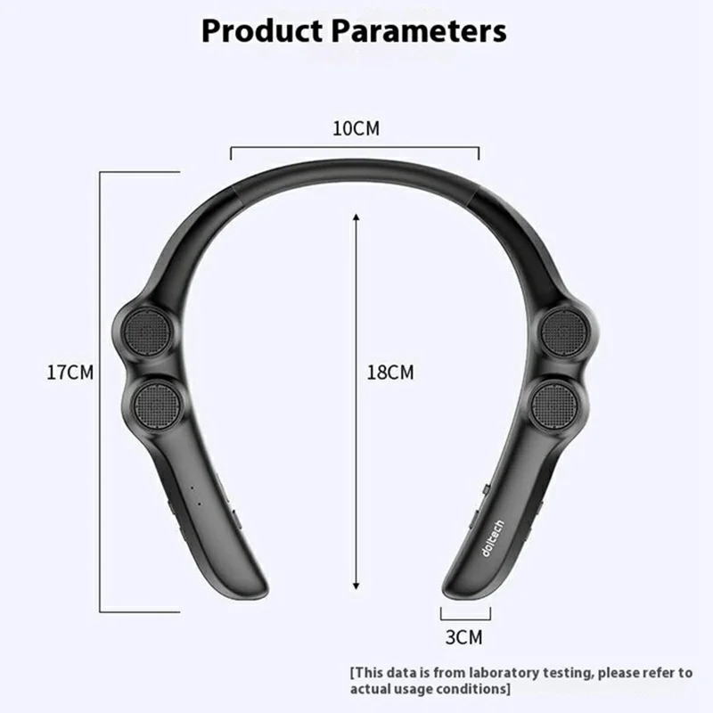 BLUENIN 929S Altoparlante indossabile compatibile Bluetooth Suono stereo surround Impermeabile Audio da esterno con fascia per il collo - Nero