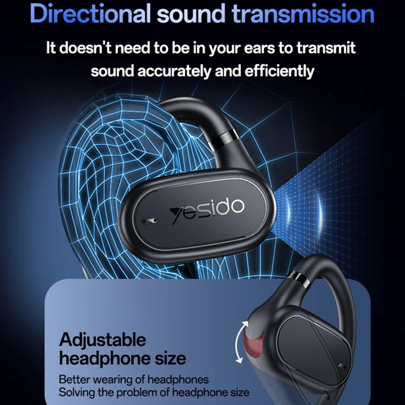 YESIDO YSP25 Écouteurs Bluetooth à Oreille Ouverte Renforcés en Basses, Étanches et Sans Fil