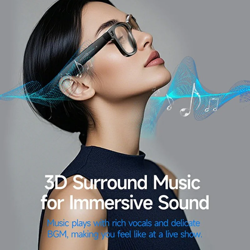 W610 Heycyan App Smart Glasses Photo Video Recording AI Translation 8MP Camera WiFi Bluetooth-Compatible Glasses - Anti Blue Light Lenses
