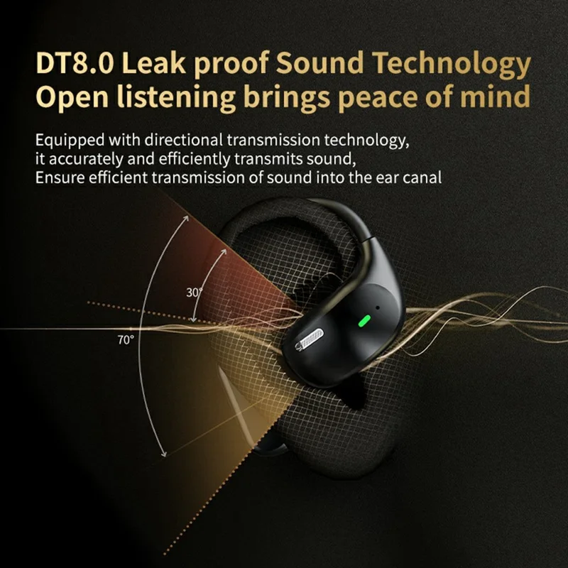 LX80 Wireless Sport Earphones Touch Control Bluetooth-Compatible Ear Hanging Headset - Black