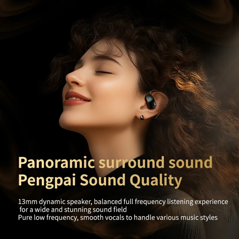 LX80 Wireless Sport Earphones Touch Control Bluetooth-Compatible Ear Hanging Headset - Black