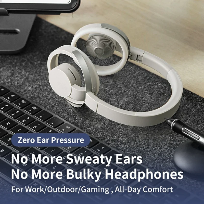 LC6200 Bluetooth-Compatible Foldable Headphone Open-Ear Wireless ENC Noise Cancelling Headset - Black