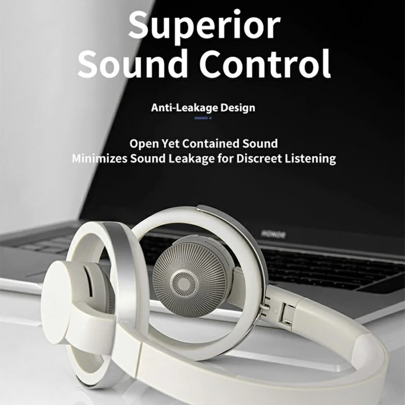 LC6200 Bluetooth-Compatible Foldable Headphone Open-Ear Wireless ENC Noise Cancelling Headset - White