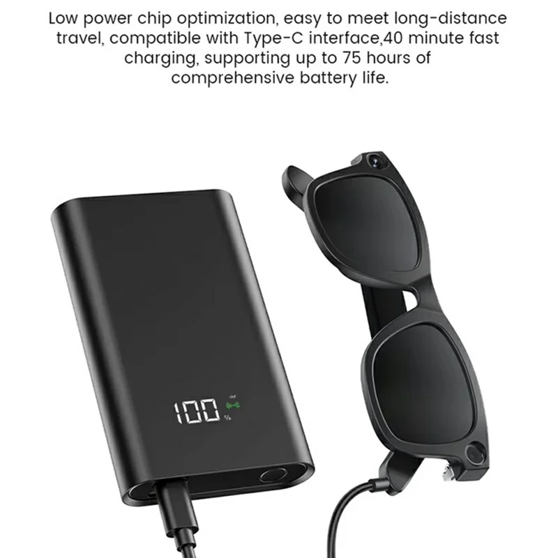 E03 800W Pixel Smart Glasses Photo Video Recording AI Voice Wake ChatGPT Translation Bluetooth-Compatible Glasses
