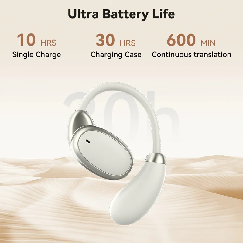 V18 Real-Time Translation Earphones Global Travel Meetings 200+ Languages Translation Headset - Beige