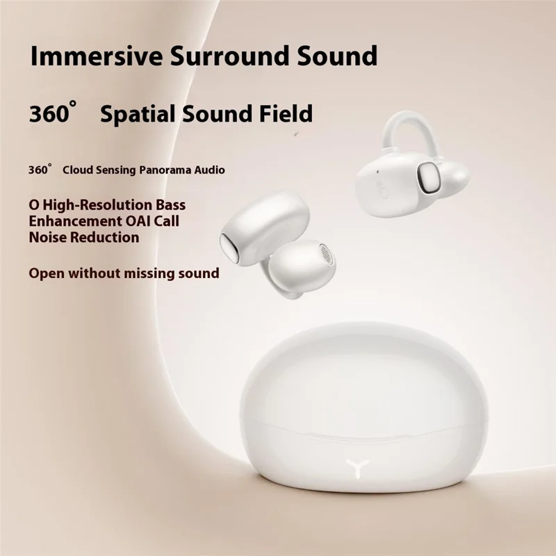 HM22 KI-Übersetzungs-Kopfhörer mit intelligenter Geräuschreduzierung, Touch-Steuerung und Sportmodus, Bluetooth-kompatible Ohrhörer mit Ohrbügel - Weiß