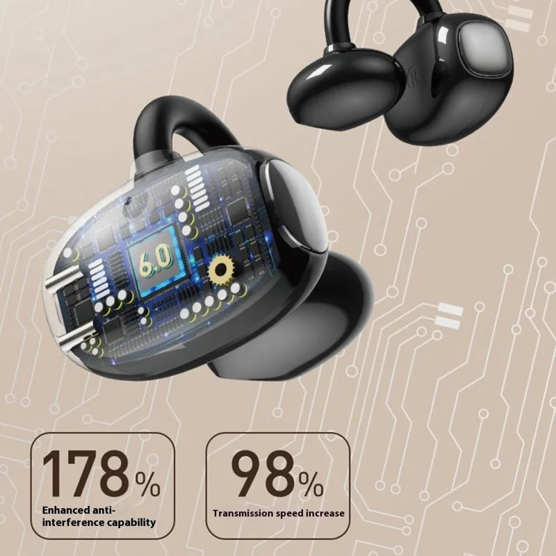 HM22 AI Translation Smart Noise Reduction Touch Control Sports Earbuds Bluetooth-compatible Ear Clip Headphones - Black