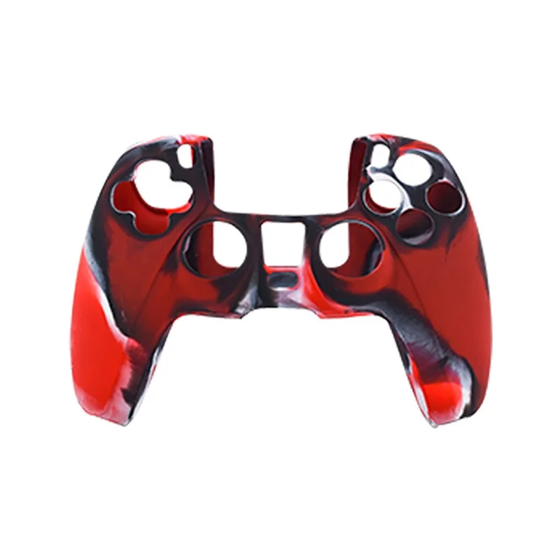 Étui de protection en silicone souple pour manette PS5 - Camouflage rouge