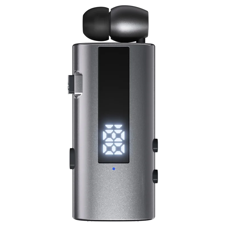 K92 Clip-On Earphone Business Bluetooth-Compatible LED Display Wireless Headset Single Microphone 50H Playtime - Grey