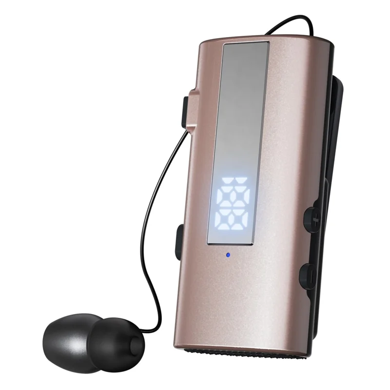 K92 Clip-On Earphone Business Bluetooth-Compatible LED Display Wireless Headset Single Microphone 50H Playtime - Pink