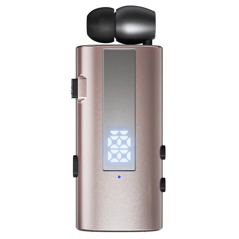 K92 Clip-On Earphone Business Bluetooth-Compatible LED Display Wireless Headset Single Microphone 50H Playtime - Pink