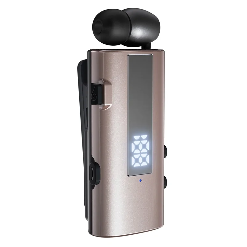 K92 Clip-On Earphone Business Bluetooth-Compatible LED Display Wireless Headset Single Microphone 50H Playtime - Pink