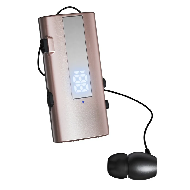K92 Clip-On Earphone Business Bluetooth-Compatible LED Display Wireless Headset Single Microphone 50H Playtime - Pink