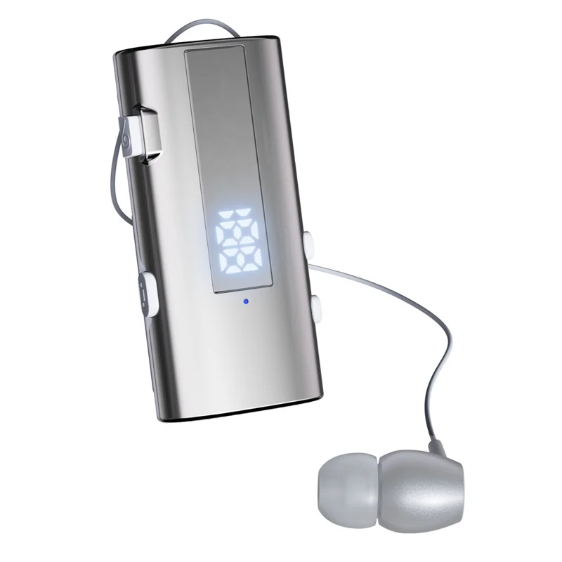 K92 Clip-On Earphone Business Bluetooth-Compatible LED Display Wireless Headset Single Microphone 50H Playtime - Silver