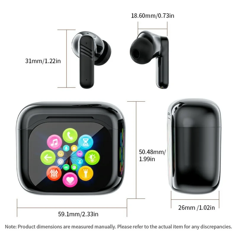 LX50 Bluetooth-Compatible Earphones In Ear ANC Noise Cancelling Headset with Touch Control Color Screen Charging Case - White
