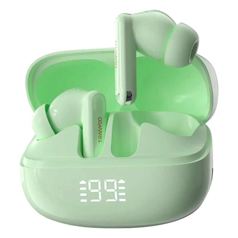 TRANYOO T-M6 Bluetooth-Compatible Earbuds ANC ENC 2.0 Noise Cancelling In Ear Music Headset - Green