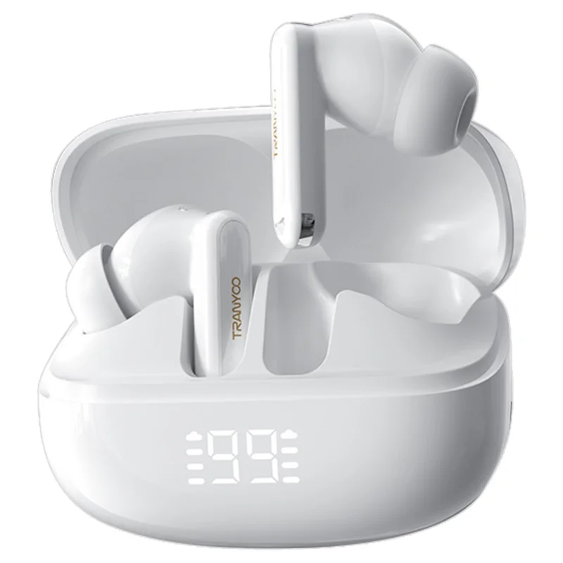 TRANYOO T-M6 Bluetooth-Compatible Earbuds ANC ENC 2.0 Noise Cancelling In Ear Music Headset - White