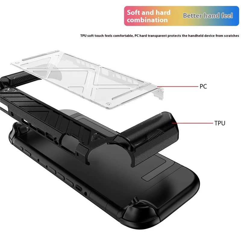 Pour Nintendo Switch 2 Étui de protection de style Mecha PC+TPU avec poignée pliable - Transparent