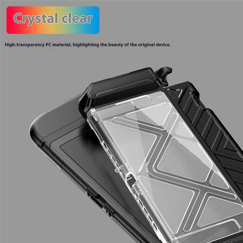 Pour Nintendo Switch 2 Étui de protection de style Mecha PC+TPU avec poignée pliable - Transparent
