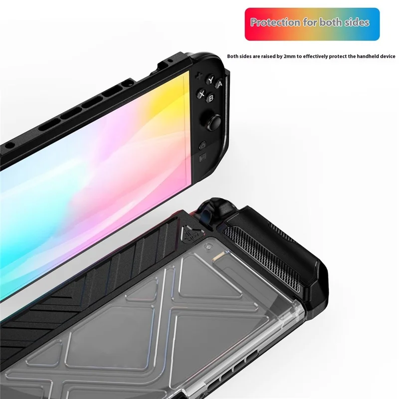 Pour Nintendo Switch 2 Étui de protection de style Mecha PC+TPU avec poignée pliable - Transparent