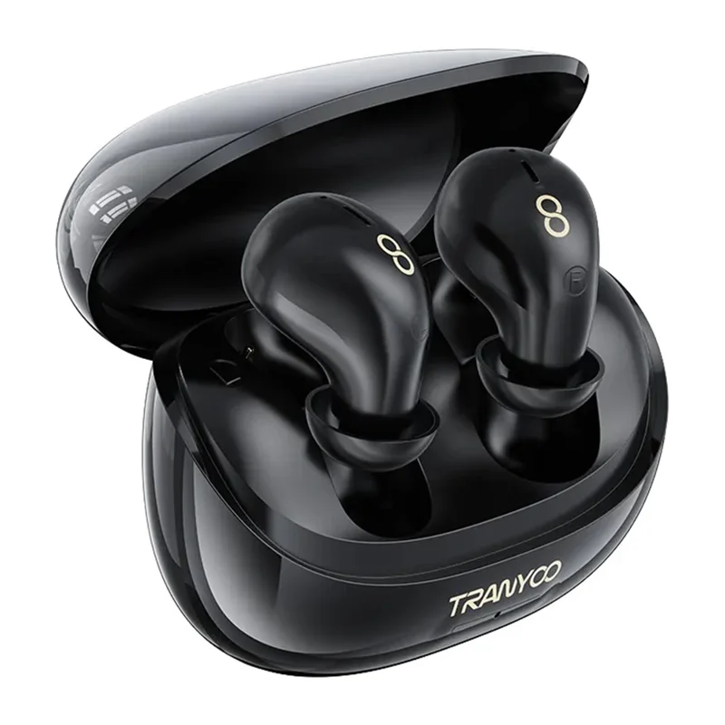 TRANYOO T-M29 Auriculares Mini TWS Compatibles con Bluetooth para Dormir, Ligeros, para Música, Intraurales - Negro