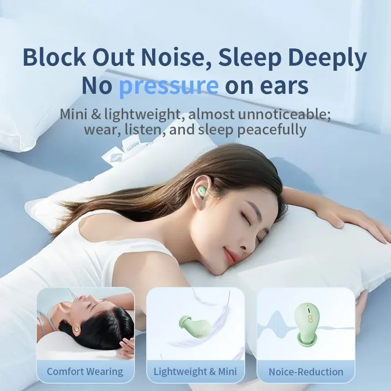 TRANYOO T-M29 Sleeping Mini TWS Bluetooth-Compatible Earbuds Lightweight In-ear Music Earphones - Green