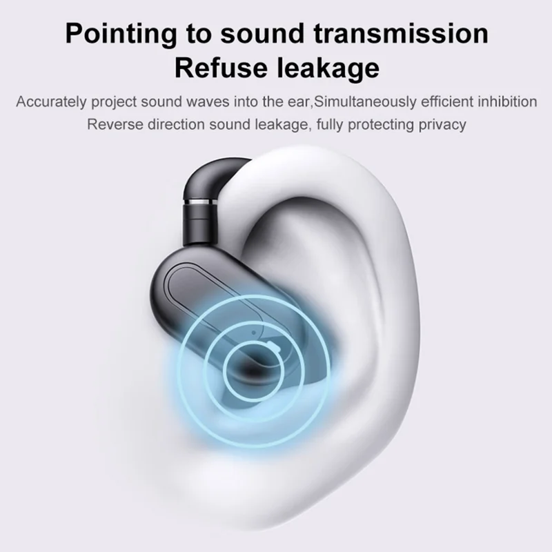 Беспроводные наушники-вкладыши с открытым ухом, совместимые с Bluetooth 5.4, для занятий спортом на улице, стереозвук - Черный