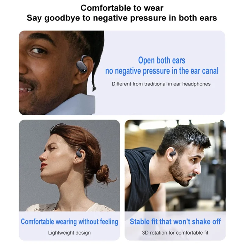Fones de Ouvido Wireless de Orelha Aberta Compatíveis com Bluetooth 5.4 para Corrida e Esportes Externos - Nude