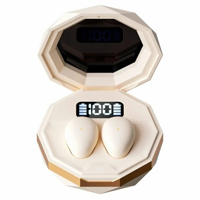 MY001 Sleep TWS Bluetooth-Compatible Earbuds In-Ear Music Earphones with Digital Display Charging Case - Nude